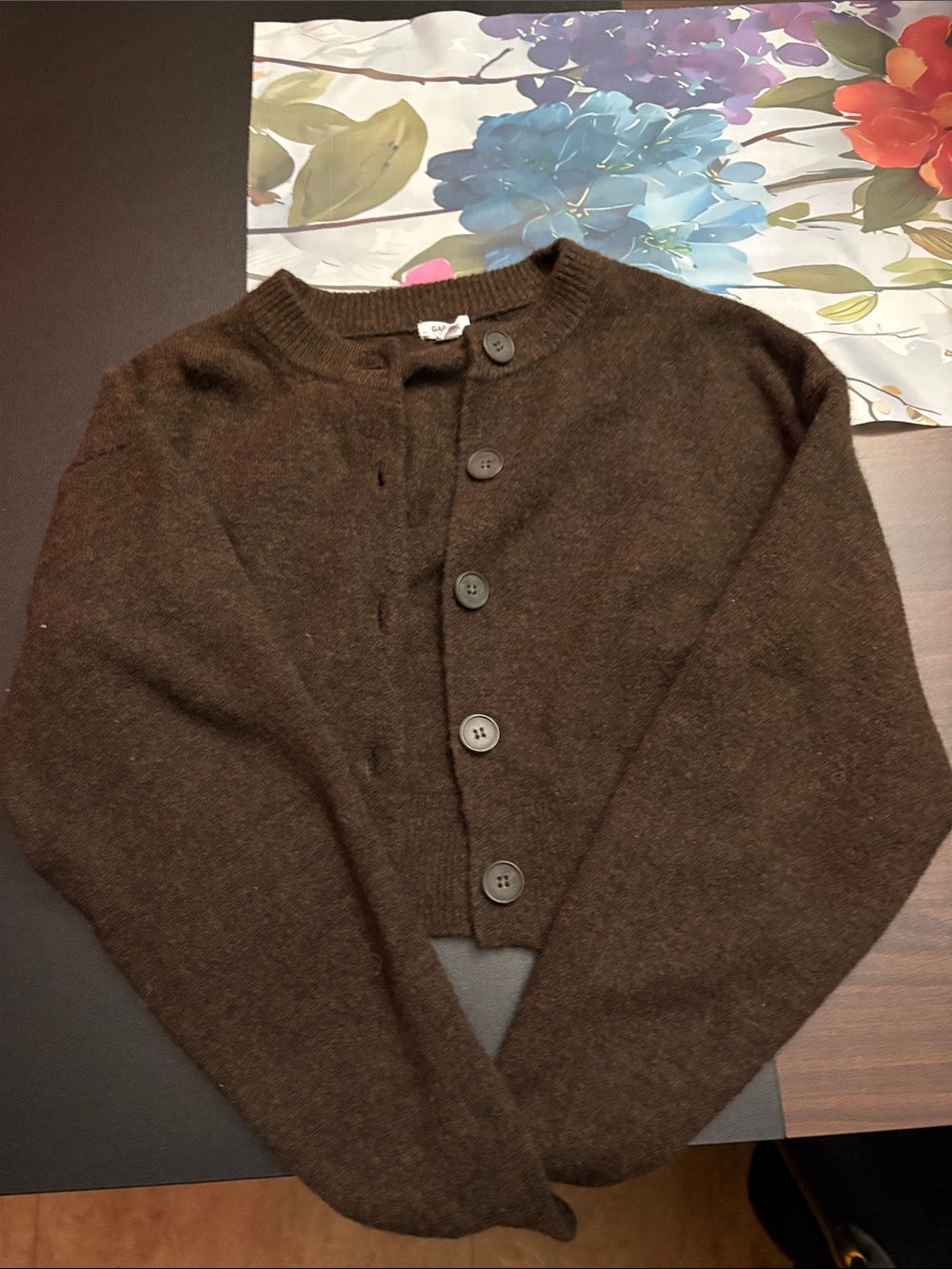 Garage Dark Brown Button-Up Knit Cardigan